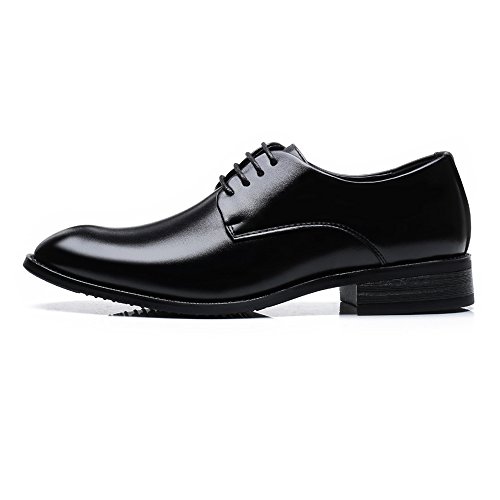 DADIJIER Zapatos de Hombre de Negocios Formales Zapatos de Cuero de PU clásicos Acanalados con Cordones Oxfords Forrados Transpirables Resistente a la abrasión (Color : Negro, tamaño : 38 EU)