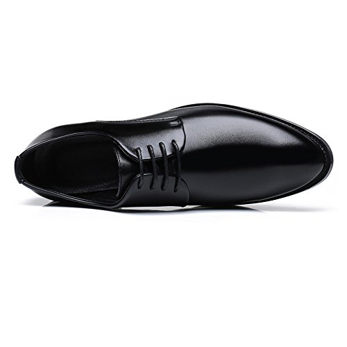 DADIJIER Zapatos de Hombre de Negocios Formales Zapatos de Cuero de PU clásicos Acanalados con Cordones Oxfords Forrados Transpirables Resistente a la abrasión (Color : Negro, tamaño : 44 EU)