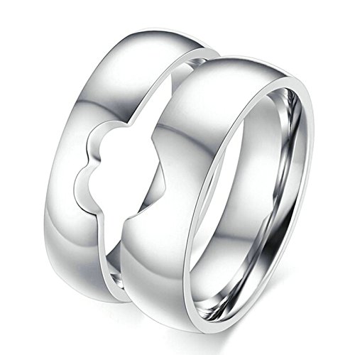 Daesar Anillo Plata Corazón Puzzle Anillo de Pareja Anillo Plata Hombre Anillo Plata Mujer Anillo Acero Inoxidable Plata Anillo de Boda Anillo Mujer Talla 12 & Hombre Talla 22