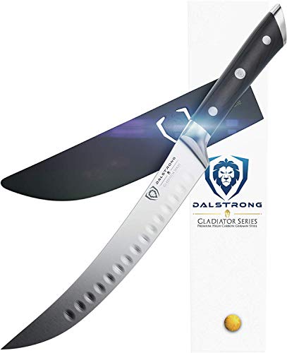 DALSTRONG - Cuchillo de cimitar para carnicero, serie Gladiator, 20,3 cm, acero HC, protector de vaina incluido