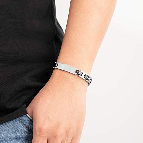 DaMei Pulsera para Hombre Brazalete de Acero Inoxidable y Silicona Regalo de San Valentín Grabado Nombre Personalizada de Identificación Joyería Mujeres (Forma H)