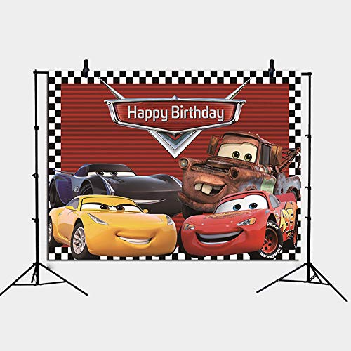 Daniu Monster Car Race Foto de Fondo Ruta 66 Coche de Carreras Fondo Fiesta de Bienvenida al bebé Chico Feliz cumpleaños Fiesta Decoración Banner Estudio Stands 7x6FT