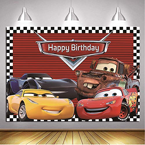 Daniu Monster Car Race Foto de Fondo Ruta 66 Coche de Carreras Fondo Fiesta de Bienvenida al bebé Chico Feliz cumpleaños Fiesta Decoración Banner Estudio Stands 7x6FT