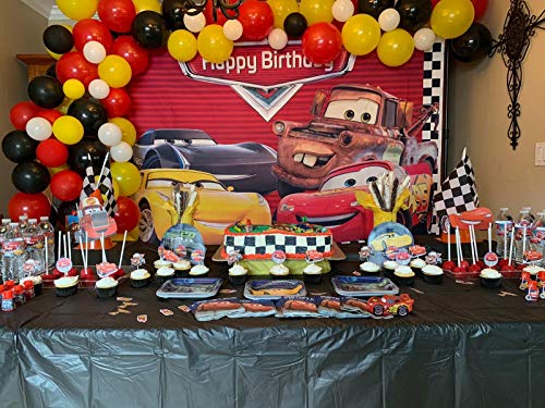 Daniu Monster Car Race Foto de Fondo Ruta 66 Coche de Carreras Fondo Fiesta de Bienvenida al bebé Chico Feliz cumpleaños Fiesta Decoración Banner Estudio Stands 7x6FT