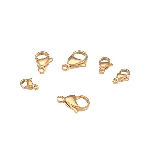 DanLingJewelry - Cierres de langosta curvados de acero inoxidable 304 para hacer joyas dorado