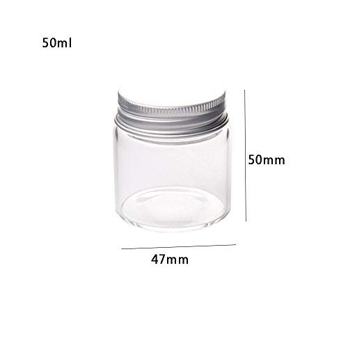 Danmu Art - 6 tarros de cristal transparente con tapa de tornillo de aluminio 50 ml