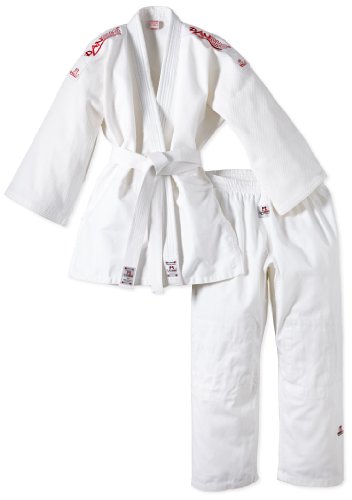 DanRho Judogi Yamanashi mit Schulterstreifen - Parte de Arriba de Traje de Artes Marciales, Color Blanco, Talla DE: 150