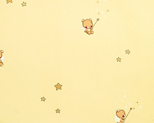 DansLemur 520-3 Papel Infantil con Osos y Estrellas, Amarillo