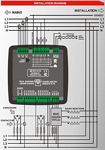 DATAKOM DFC-0112 Factor de potencia. Contrоller, 144x144mm, 12 pasos + SVC