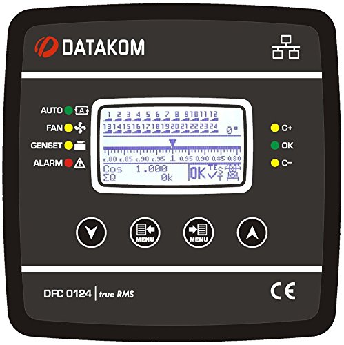 DATAKOM DFC-0124 controlador de factor de potencia, 128x64 B & W pantalla, 144x144mm, 24steps + RS485 + SVC
