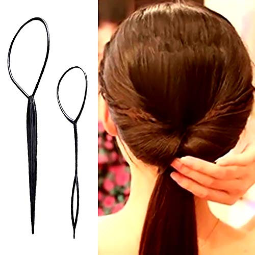 Da.Wa Fabricante de Pelo Herramienta de Peluquería de Moda Donut Hair Bun Maker，Juego de 2 Negro