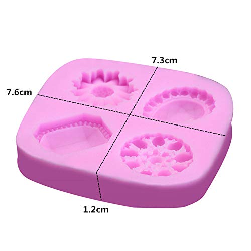 Da.Wa Moldes para Magdalenas Hogar y Cocina Molde de la Torta de la Pasta de Azúcar de la Forma del Diamante de la Joyería de la Flor 7.6 * 7.3 * 1.2cm Rosa