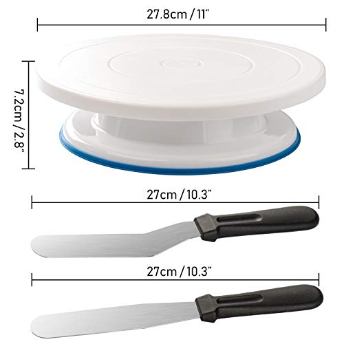 Dawoo Suministros de Kit de decoración de Pasteles de 40 Piezas, con Plato Giratorio de aleación de Aluminio de 28 cm y Bolsas de pastelería Desechables Accesorios de Modelado de espátula, etc.