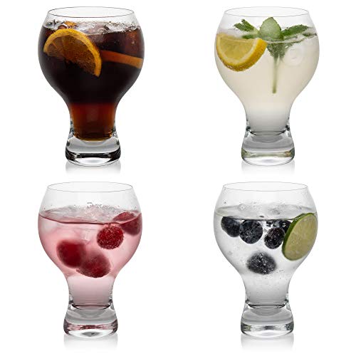 Dawsons Living - Copas de vino sin tallo, hechas a mano, aptas para copas de cóctel y ginebra, 520 ml, paquete de 4 copas