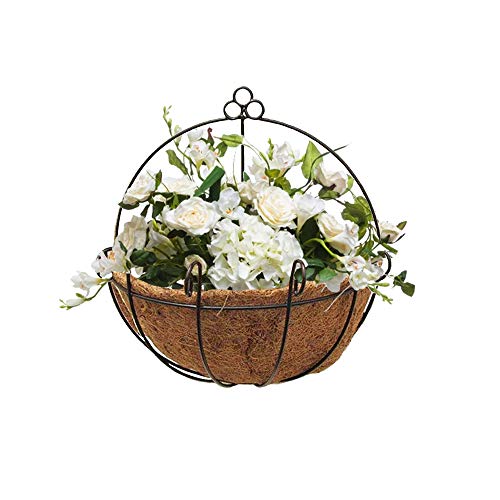 DAYOLY Canasta Colgante,Cestos Palma de Coco para Colgar,Maceta del Hierro Flores,Plantas,Jardinera Round para Hogar,Casa,Jadin, Hotel, Restaurante (1, 10 Inch)