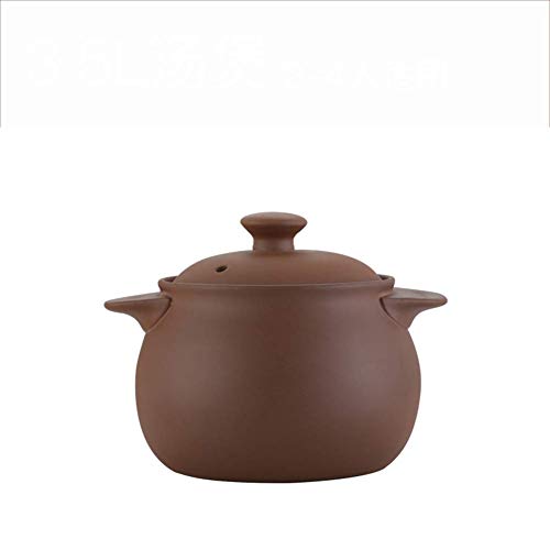 DBWIN Cazuela China, Olla de Barro púrpura Cacerola sin esmaltar Saludable Olla de Barro cerámico de Alta Temperatura para Gas Fuego Nutrición Comida-d 3.5l