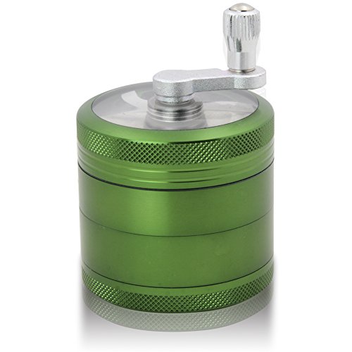 DCOU Grinder Molinillo Manual con Manivela de Aluminio Irrompible para Hierbas y Especias Atrapa Polen 4 Partes 55mm 2.2 Pulgadas (Verde 55 MM)