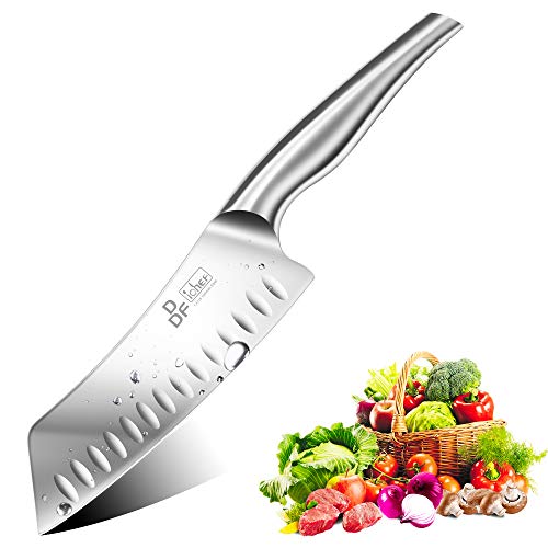 DDF iohEF Cuchillo de Cocina Profesional, Cuchillo Santoku de 18 cm, Cuchillo Japonés de Acero Inoxidable con Mango Ergonómico, Cuchillo Santoku Japonés Súper Afilado para Cortar Verduras, Carne