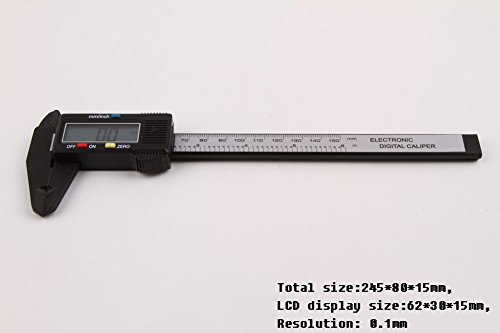 DDLBiZ - Calibrador electrónico, 150 mm, escala vernier, visor LCD, fibra de carbono, micrómetro