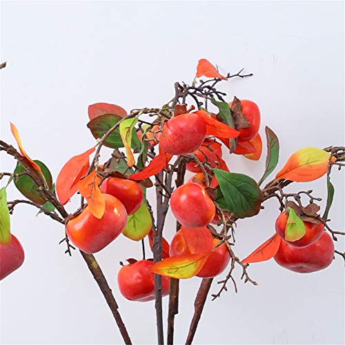 De diseño de Vacaciones simula Ramas frutales, caquis Rojos, Que Viven decoración de Mesa de la Sala, Las Plantas Verdes, decoración de la Mesa (10 Unidades) no Incluye florero,Orange Yellow