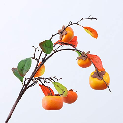 De diseño de Vacaciones simula Ramas frutales, caquis Rojos, Que Viven decoración de Mesa de la Sala, Las Plantas Verdes, decoración de la Mesa (10 Unidades) no Incluye florero,Orange Yellow