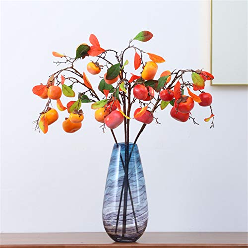 De diseño de Vacaciones simula Ramas frutales, caquis Rojos, Que Viven decoración de Mesa de la Sala, Las Plantas Verdes, decoración de la Mesa (10 Unidades) no Incluye florero,Orange Yellow