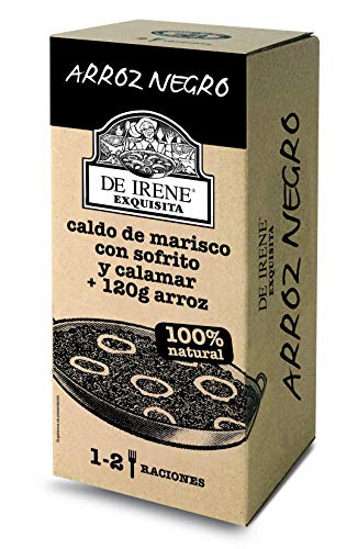 De Irene Paellas y Fideuas, Plato envasado de Arroz Negro, Arroz y Marisco - 6 unidades, 12 Raciones, Total 3600 gr.