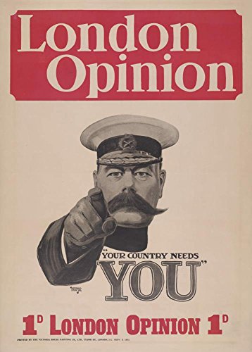 De la vendimia de la British WW1 1914-1918 Propaganda de Horatio Kitchener. Tu país te necesita, a partir de la opinión de Londres 250gsm polarmk tarjeta del arte A3 cartel de la reproducción