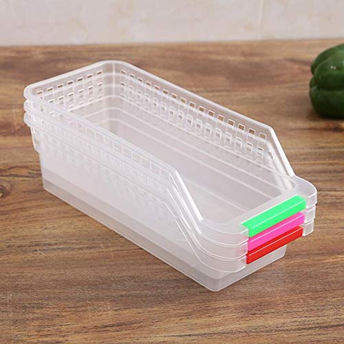 Deanyi 3 PCS plástico Durable despensa de la Cocina del Organizador del gabinete frigorífico congelador de Alimentos Almacenamiento de Contenedores con Mango Color al Azar