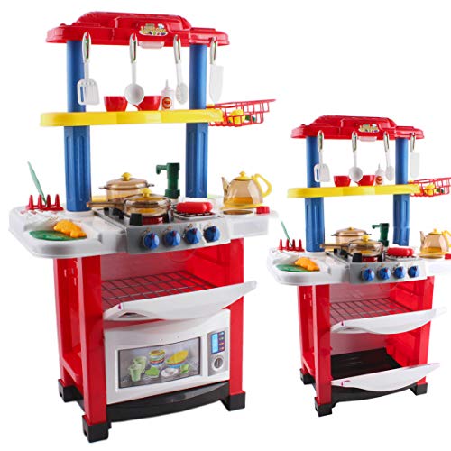 deAO Cocina de Juguete Happy Little Chef Cocinita con Luces, Sonidos, Funciones de Agua Real y Accesorios Incluidos