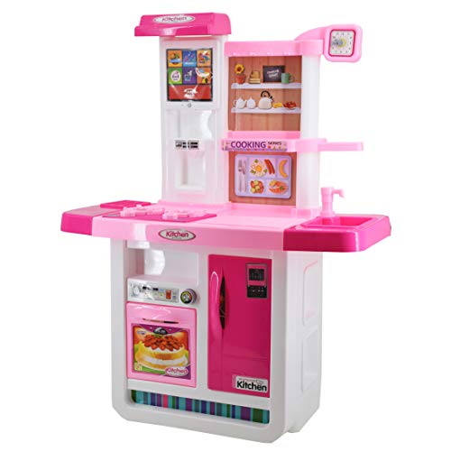 deAO Cocinita "Mi Pequeño Chef" con Características de Sonidos, Panel Táctil y Agua Más de 40 Accesorios Incluidos (Rosa) , color/modelo surtido