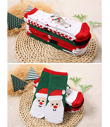 DEBAIJIA Navidad Santa Edición 6 Pares Calcetines Bebé de Algodón térmicos Largo Otoño Invierno Grueso Regalo 1-3 años