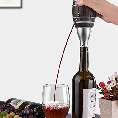 Decantador de Vino Eléctrico Aireador de Vino, Famtasme Dispensador Escanciador de Vino de Sidra en Forma de Barril, con Varilla Telescopic, Nueva Bomba de Gran Capacidad, Portátil y Durable