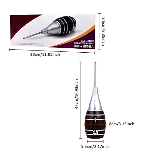 Decantador de Vino Eléctrico Aireador de Vino, Famtasme Dispensador Escanciador de Vino de Sidra en Forma de Barril, con Varilla Telescopic, Nueva Bomba de Gran Capacidad, Portátil y Durable