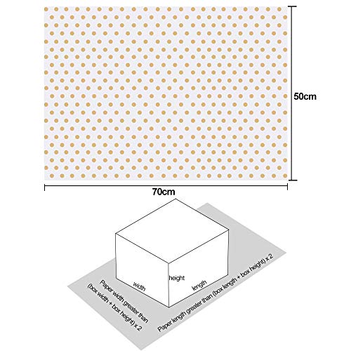 DECARETA 50 Hojas Papel de Regalo Metálico Dorado para Envolver Regalos,Papel de Seda de Lunares Papel de Embalaje de Puntos para Decoración de Fiesta Manualidades de Regalos-50 * 70CM