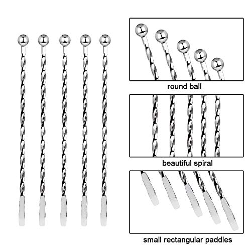 Decareta, agitadores de acero inoxidable, 10 piezas de metal para mezclar bebidas de café de 19 cm, palo de coctelería con pequeñas rejillas rectangulares