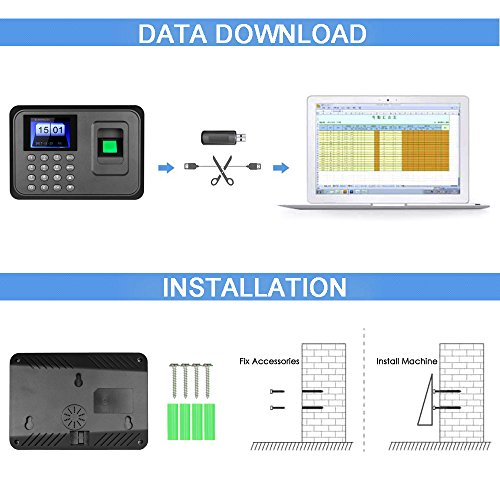 Decdeal - 2.4" TFT USB Máquina de Asistencia Biométrica de Huella Dactilar, Sistema Española, LCD Pantalla