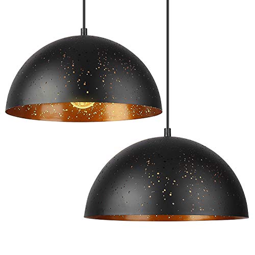 DECKEY Lámpara de Techo Luz Colgante 2 Unidades 1.2M Retro Metal Lámpara E27 para Dormitorio Restaurante Cafetería Decoración Industrial [Clase de Eficiencia Energética A+]-Diseño de Cielo Estrellado