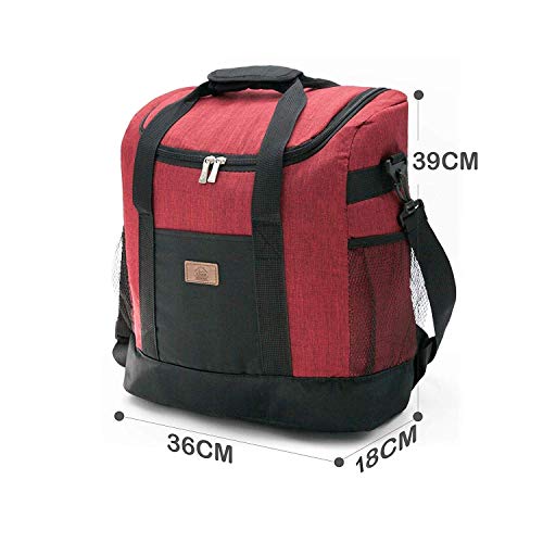 Decocasa Mochila Térmica Porta Alimentos, Bolsa Isotérmica Grande Para Almuerzo Comida Bebidas, 25 Litros, Rojo, 25L