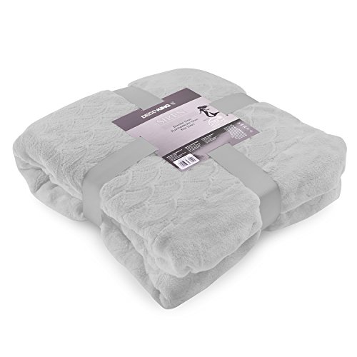 DecoKing Manta de Microfibra 190 cm con Dibujo de Sirena Cola de Pez Forro Polar Fleece Saco de Dormir Acogedor Cálido Acero Gris Antracita Siren