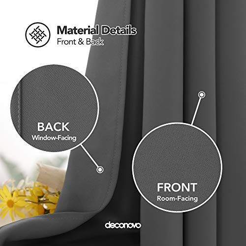 Deconovo Cortina Opaca Gruesa Decór Ventana Accesorios para Habitacion Matrimonio Estilo Moderno Elegante con Bolsillo Fruncido de la Barra 2 Piezas 140 x 180 cm Gris Oscuro