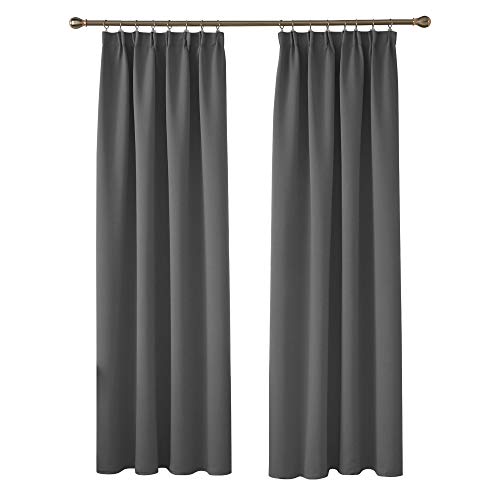 Deconovo Cortina Opaca Gruesa Decór Ventana Accesorios para Habitacion Matrimonio Estilo Moderno Elegante con Bolsillo Fruncido de la Barra 2 Piezas 140 x 180 cm Gris Oscuro