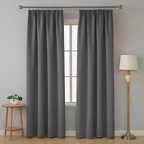 Deconovo Cortina Opaca Gruesa Decór Ventana Accesorios para Habitacion Matrimonio Estilo Moderno Elegante con Bolsillo Fruncido de la Barra 2 Piezas 140 x 180 cm Gris Oscuro