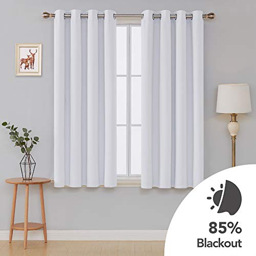 Deconovo Cortinas Salon Opacas Térmicas Aislantes de Dormitorio Moderno 2 Piezas 132 x 160 cm Gris Blanco