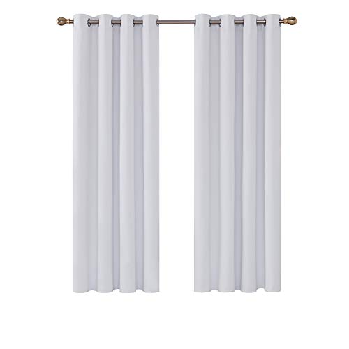 Deconovo Cortinas Salon Opacas Térmicas Aislantes de Dormitorio Moderno 2 Piezas 132 x 160 cm Gris Blanco