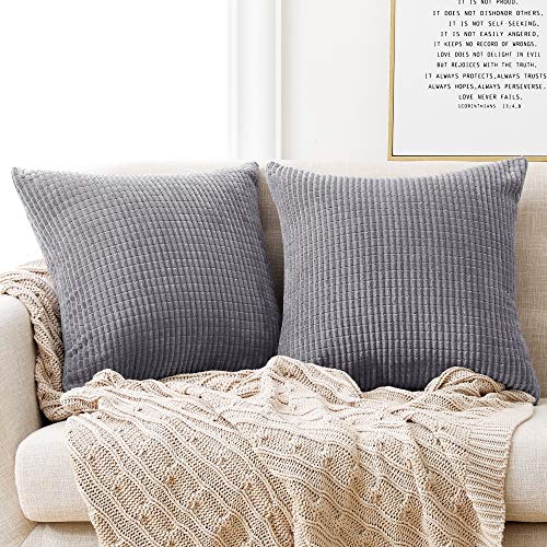 Deconovo Funda de Almohada Decorativa Cuadrado Suave 2 Piezas 45x45cm Gris Claro