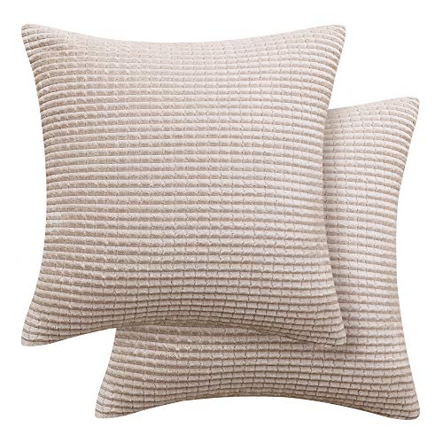 Deconovo Funda de Almohada Decorativa Cuadrado Suave 2 Piezas 60x60cm Beige Oscuro