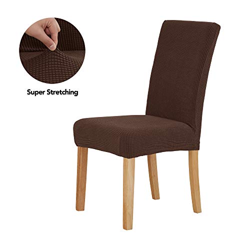 Deconovo Funda de Asiento Suave Elástica y Moderna Cubierta de Silla para Comedor Cocina Salon 2 Piezas Chocolate