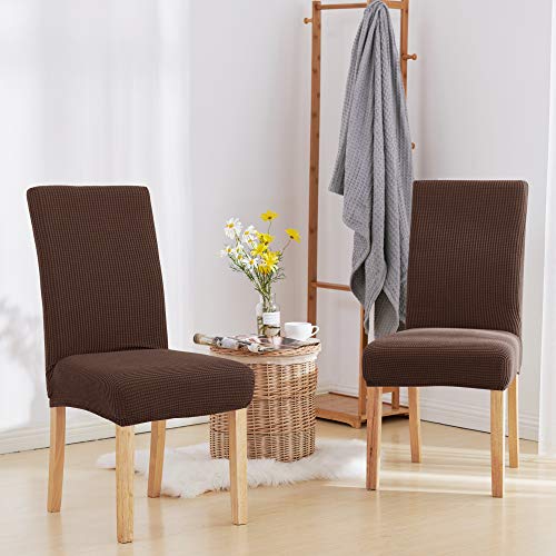 Deconovo Funda de Asiento Suave Elástica y Moderna Cubierta de Silla para Comedor Cocina Salon 2 Piezas Chocolate