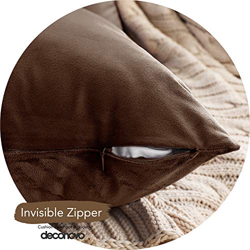 Deconovo Fundas para Cojines de Almohada del Sofá Cubierta Suave Decorativa Protector para Hogar 2 Piezas 30 x 50 cm Chocolate